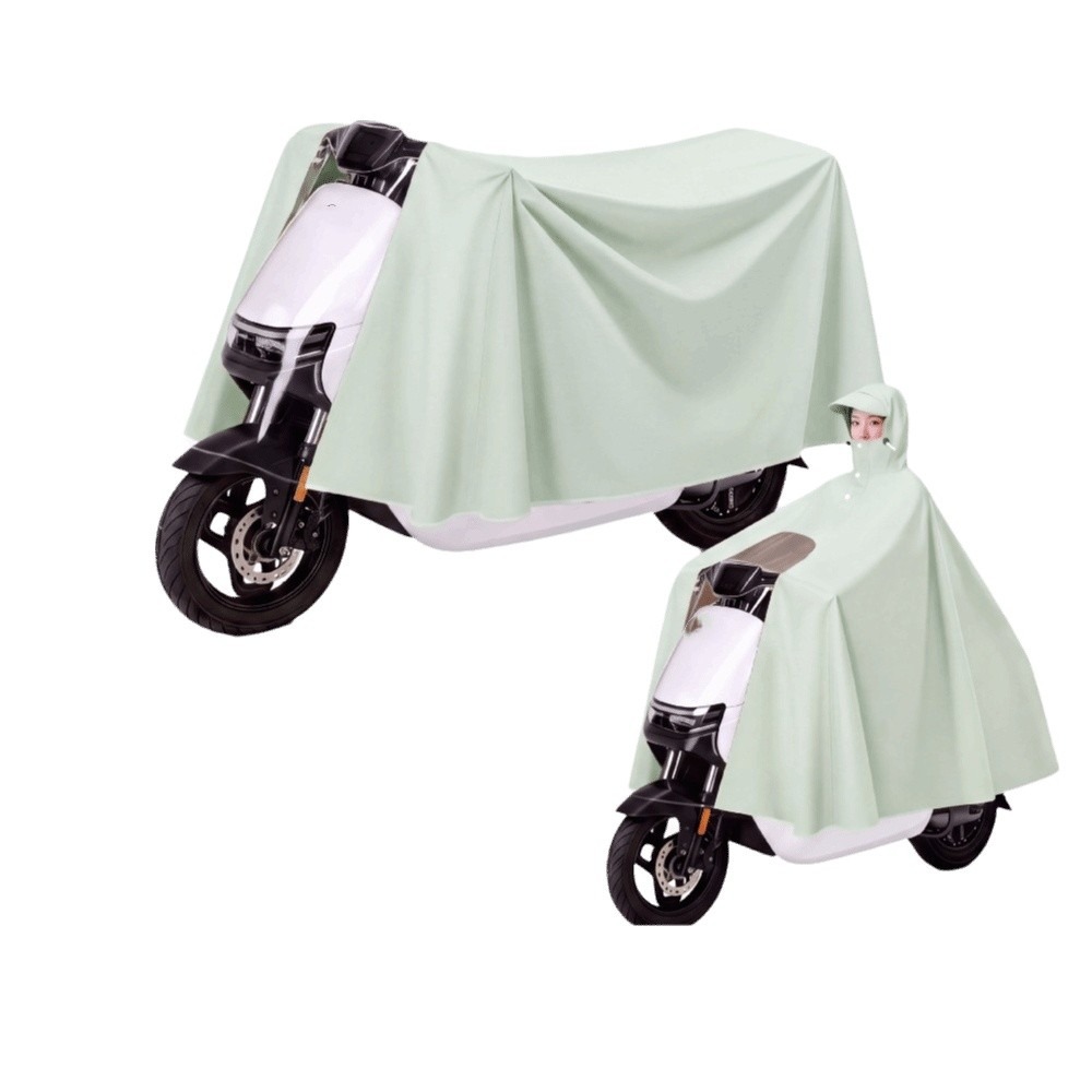 Electric Scooter Rain Cover - 厚手のレインポンチョ、防水、大雨対策、一体型デザイン、電動スクーター用、雨の日用。