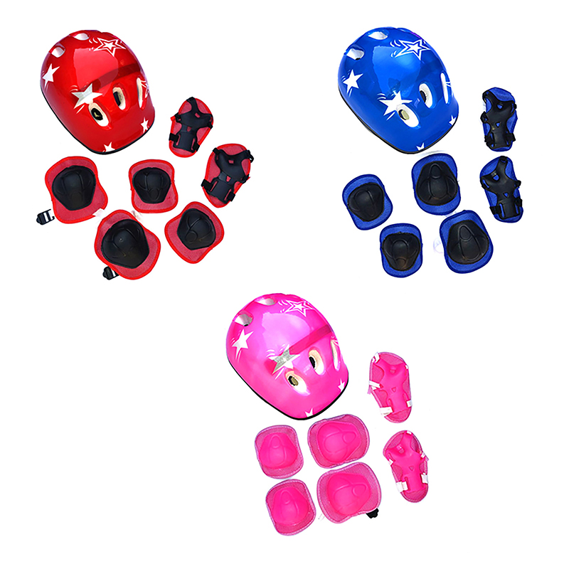 Scooter Helmet Set - 新製品-7点セット 子供用サイクリング保護具 バイクヘルメット 膝・手首・肘ガード ローラーサイクリングスポーツ用膝パッド、ヘルメットプロテクターセット