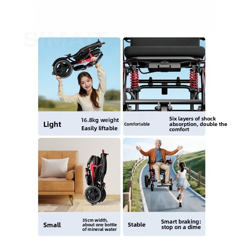 新型電動車椅子、インテリジェント自動、軽量小型折りたたみ式、 - Folding Electric Scooter のレビューと価格